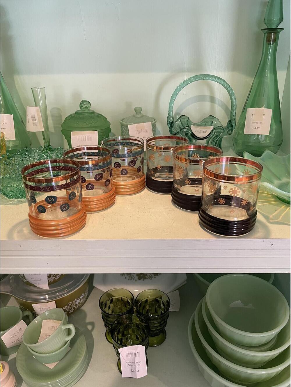 Sango Japan Vintage Rocks Glasses Set of 6 MCM Barware Tumblers